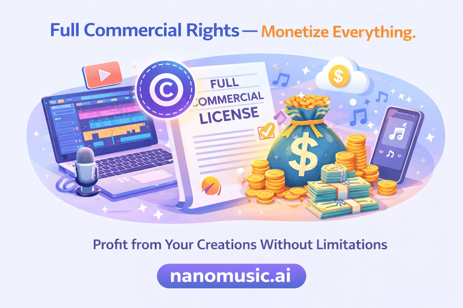 AI music generator includes full commercial licensing