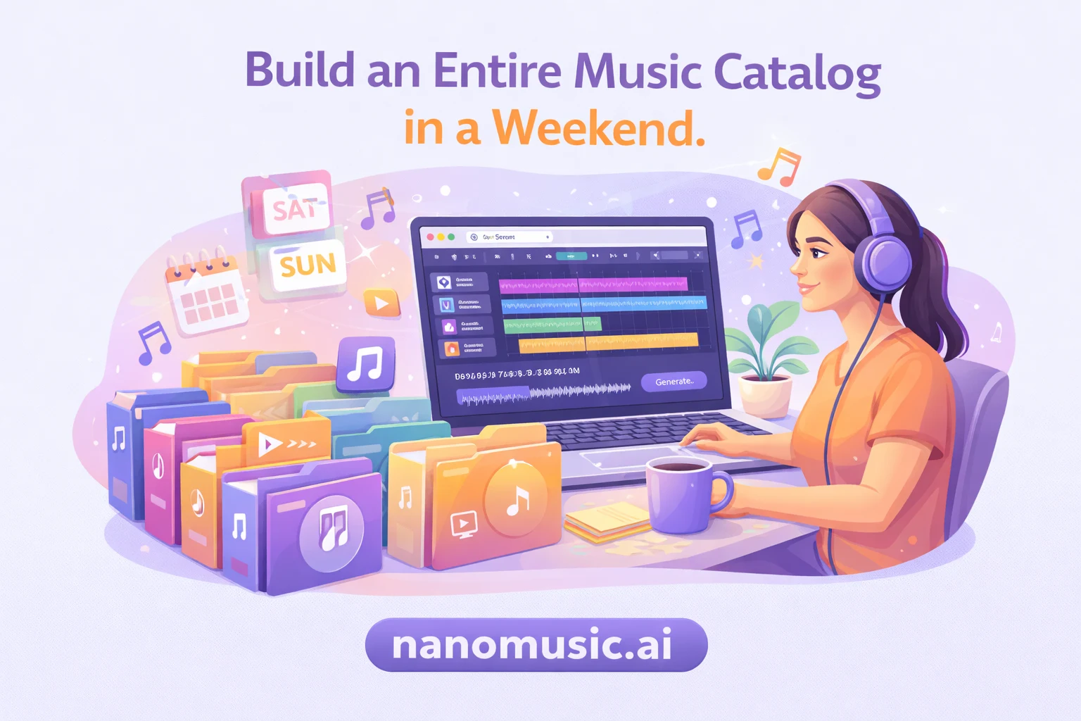 AI music generator for building large music catalogs quickly